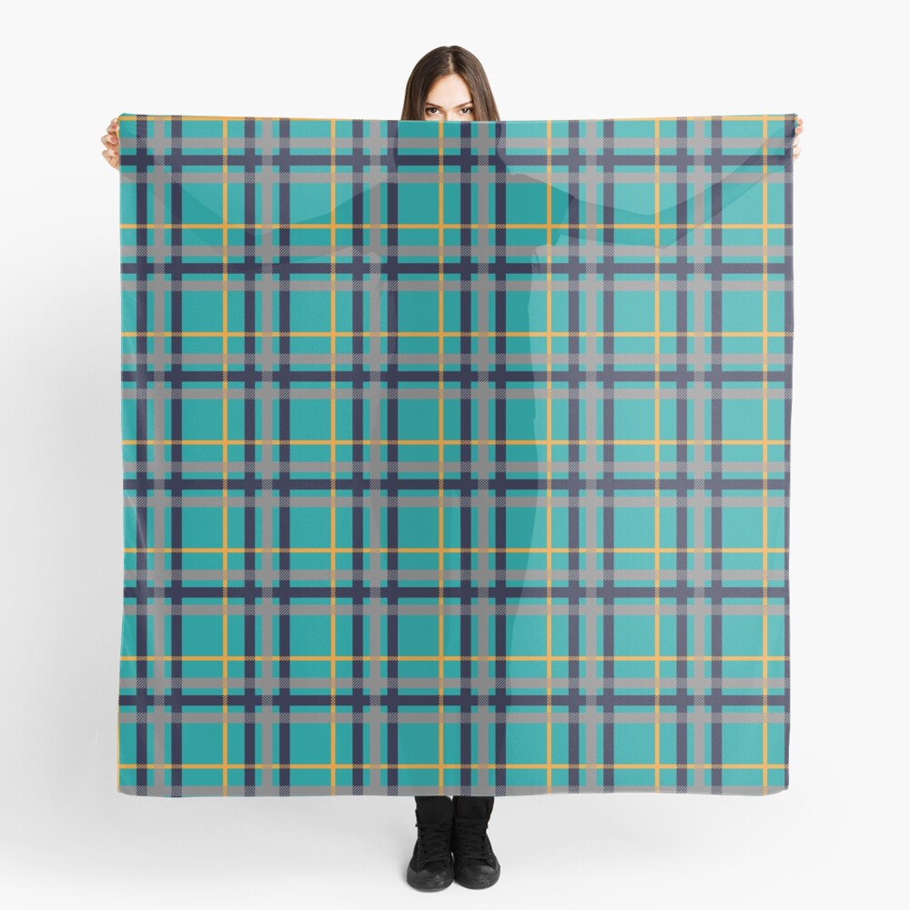 Blue and Orange Plaid Scarf