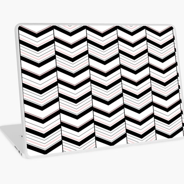 Black White and Blush Chevron Laptop Skin