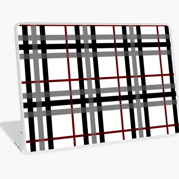 Black White and Red Plaid Laptop Skin