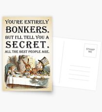 Alice In Wonderland - Tea Party - You're Entirely Bonkers - Quote Postcards