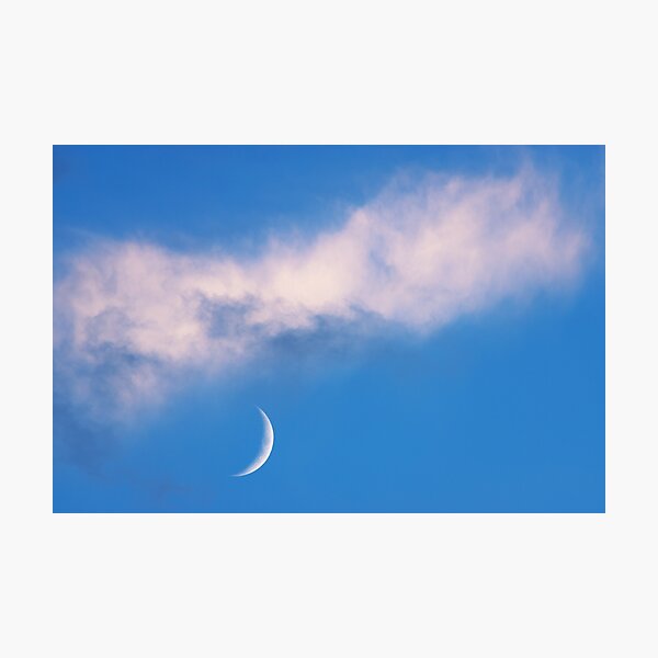 White waxing Crescent Photographic Print