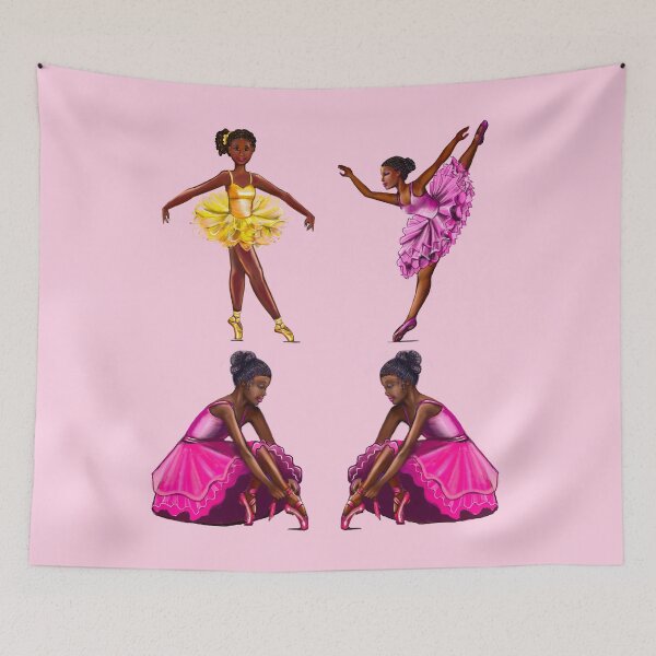 Item preview, Black ballerina girls with corn rows ballet dancing ! beautiful  black girl with Afro hair and dark brown skin wearing a pink tutu.Hair love ! designed and sold by Artonmytee.