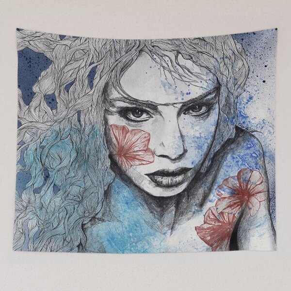 Item preview, No Hope In Sight (tattoo flower girl portrait, urban art pencil drawing) designed and sold by Marco Paludet.