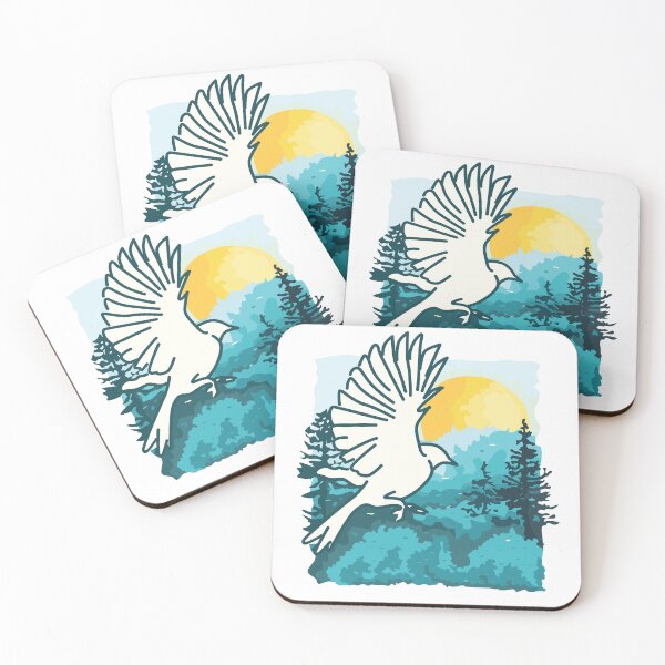 Item preview, Bird Flying Over the Summer Forest Sunrise designed and sold by BakaOutfit.