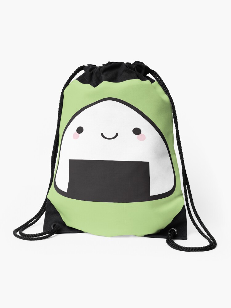 Thumbnail 1 of 3, Drawstring Bag, Kawaii Onigiri Rice Ball designed and sold by Marceline Smith.