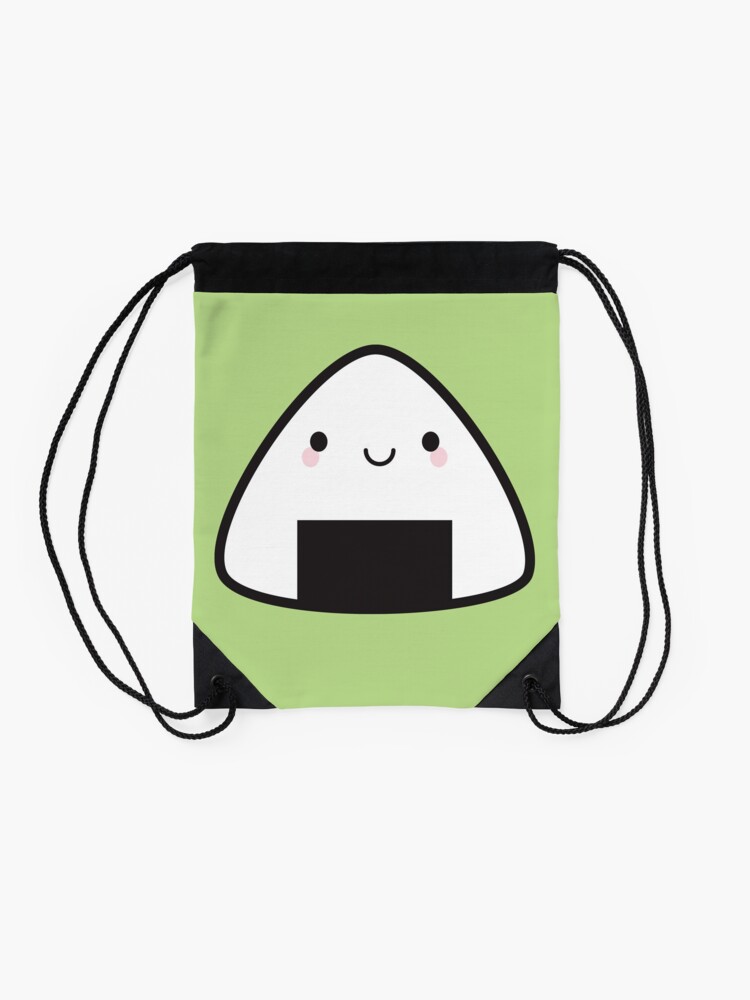 Thumbnail 2 of 3, Drawstring Bag, Kawaii Onigiri Rice Ball designed and sold by Marceline Smith.