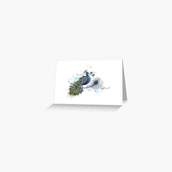 Blue Paisley Peacock Greeting Card