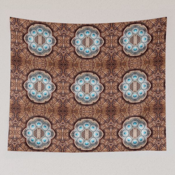 Item preview, rustic turquoise brown cowboy tribal Western country designed and sold by LEILA ART SPACE.