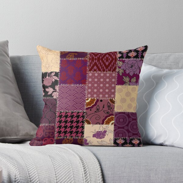 Retro geometric Patchwork Throw Pillow