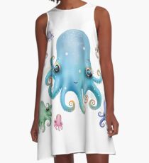 Rainbow Octopus A-Line Dress