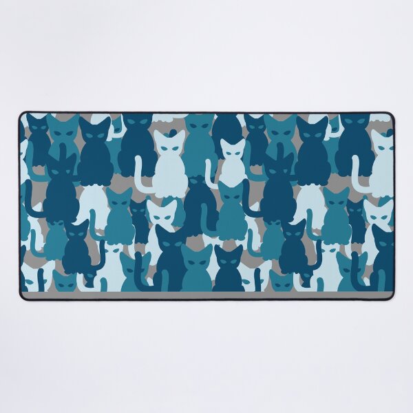 Item preview, Teal Blue Cat Camo Design on Grey Background. designed and sold by cgroenewald.