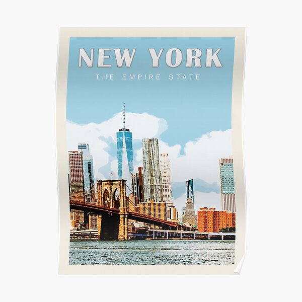 New York City 1960 Broadway Airline Travel  Vintage Poster Print Retro Style Art 
