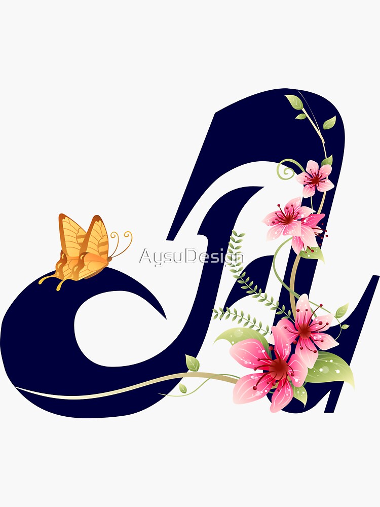 Y - Monogram with flowers and butterflies Elegance in Bloom Sticker for  Sale by AysuDesign
