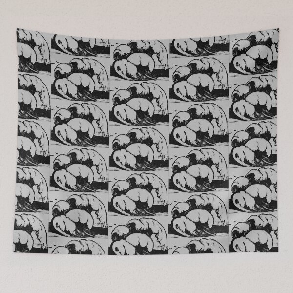 Item preview, Ocean wave, edited drawing, black and white designed and sold by MariDaniArt.