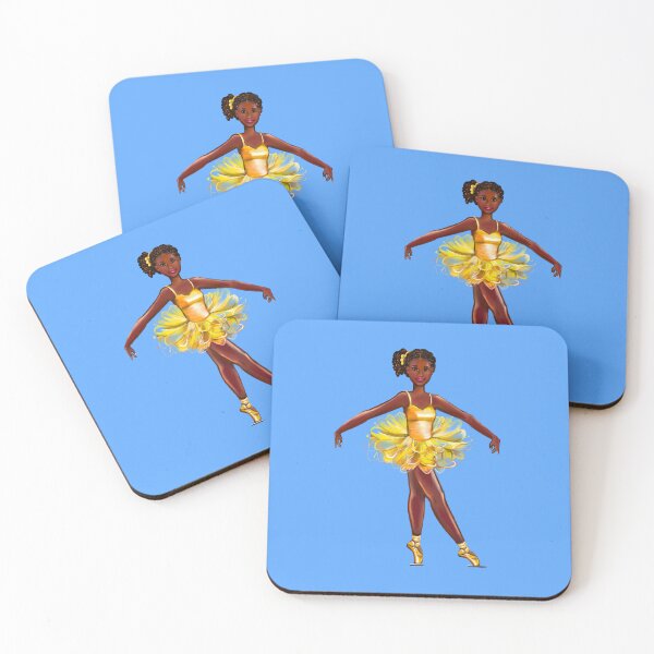 Item preview, Ballet black ballerina  dancing yellow tutu corn rows natural Afro hair - brown skin ballerina  designed and sold by Artonmytee.