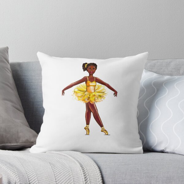Aperçu de l'œuvre Ballerine noire de ballet dansant des rangées de maïs tutu jaune cheveux afro naturels - ballerine à peau brune créée et vendue par Artonmytee.