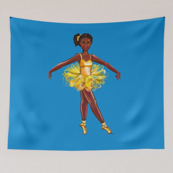Item preview, Ballet black ballerina  dancing yellow tutu corn rows natural Afro hair - brown skin ballerina  designed and sold by Artonmytee.