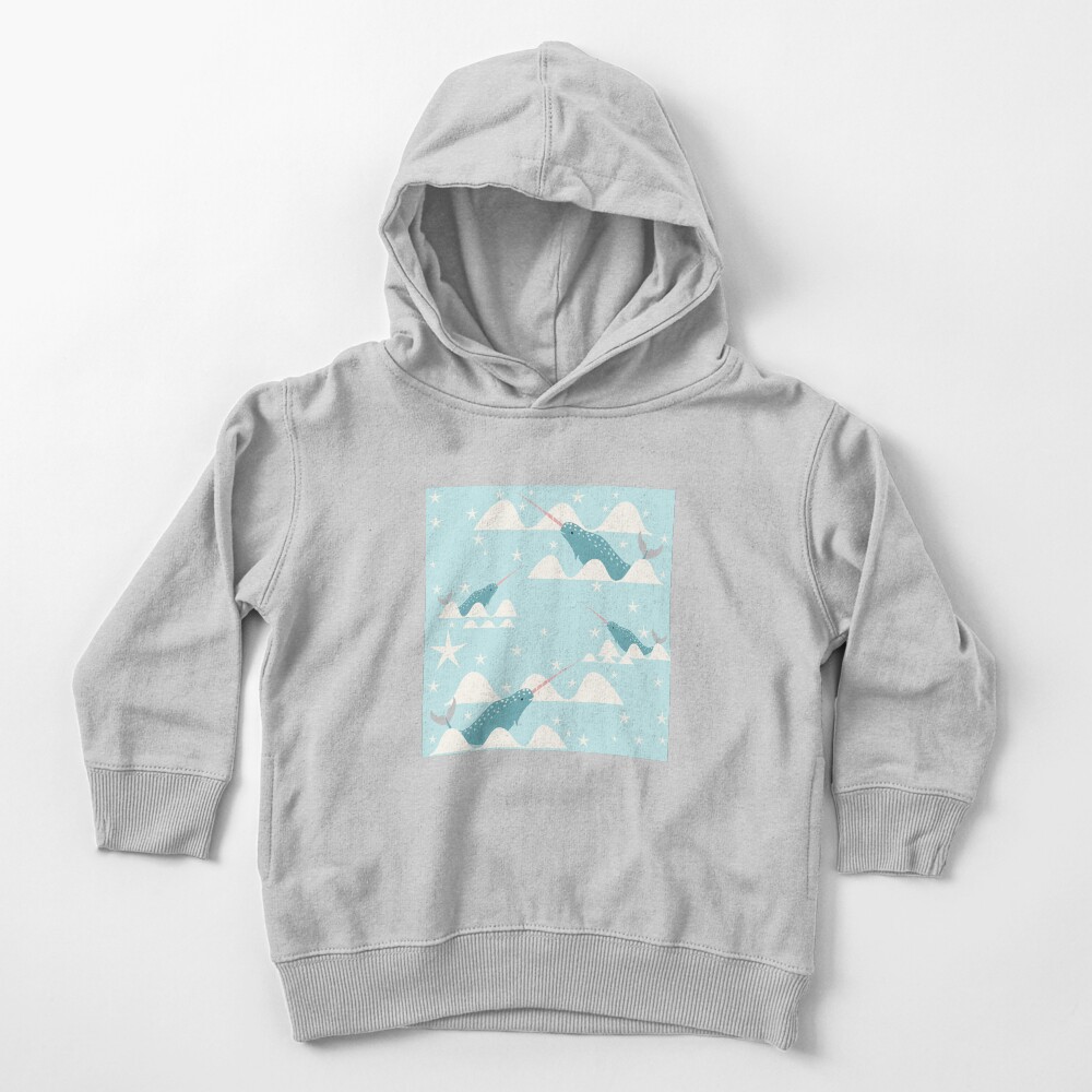 swimming narwhal blue Toddler Pullover Hoodie