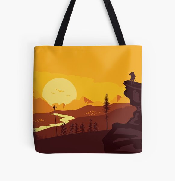 Far Sight (Mountains, River and Orange Sky) All Over Print Tote Bag