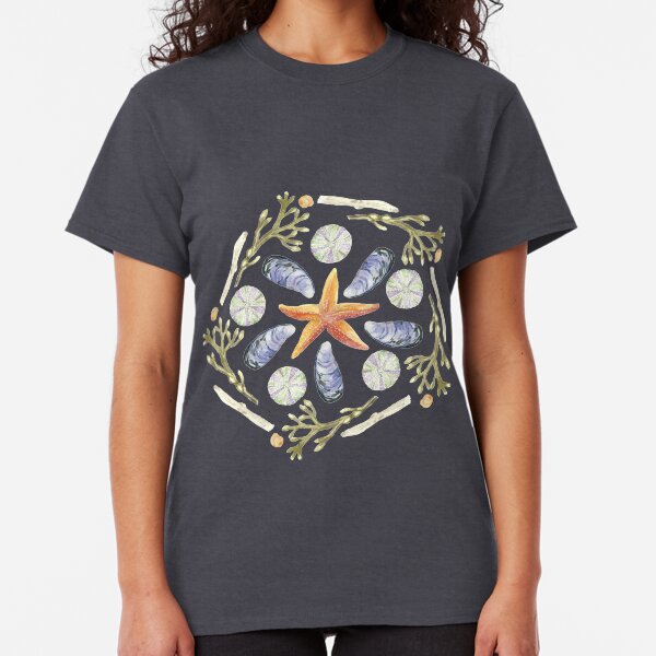 Tide Pool Beach Mandala 3 - Watercolor - Plum Classic T-Shirt