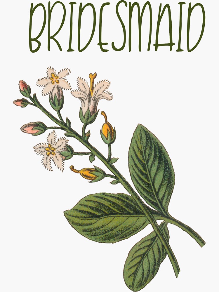 "Bridesmaid Botanical Wedding Flowers" Sticker for Sale by