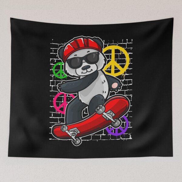 Item preview, Panda Skateboard Tricks Street Design Peace Signs  designed and sold by NomYen ..