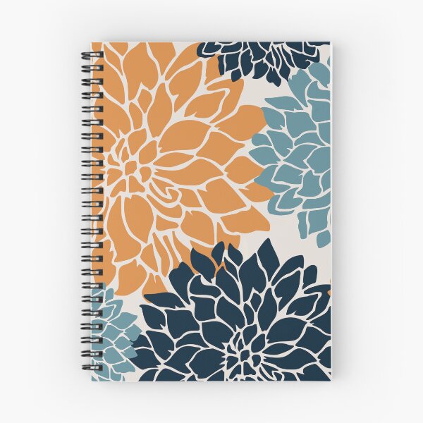 Artikelvorschau, Flower Blooms, Orange, Teal, Navy entworfen und verkauft von meggydesigns.