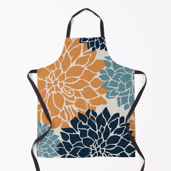Artikelvorschau, Flower Blooms, Orange, Teal, Navy entworfen und verkauft von meggydesigns.