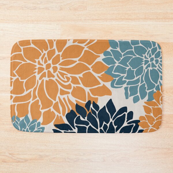 Artikelvorschau, Flower Blooms, Orange, Teal, Navy entworfen und verkauft von meggydesigns.