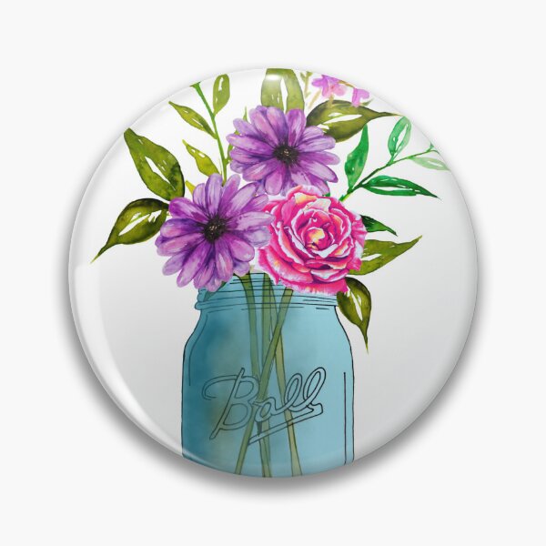 Item preview, Watercolor mason jar with flowers designed and sold by Designs1279.