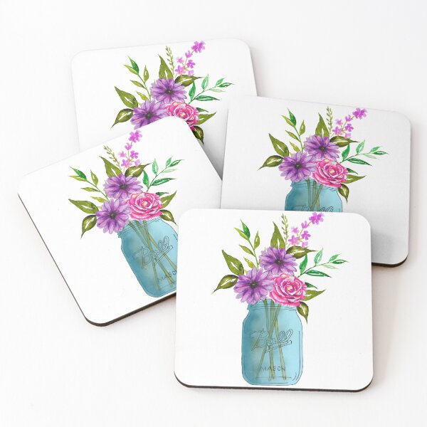 Item preview, Watercolor mason jar with flowers designed and sold by Designs1279.