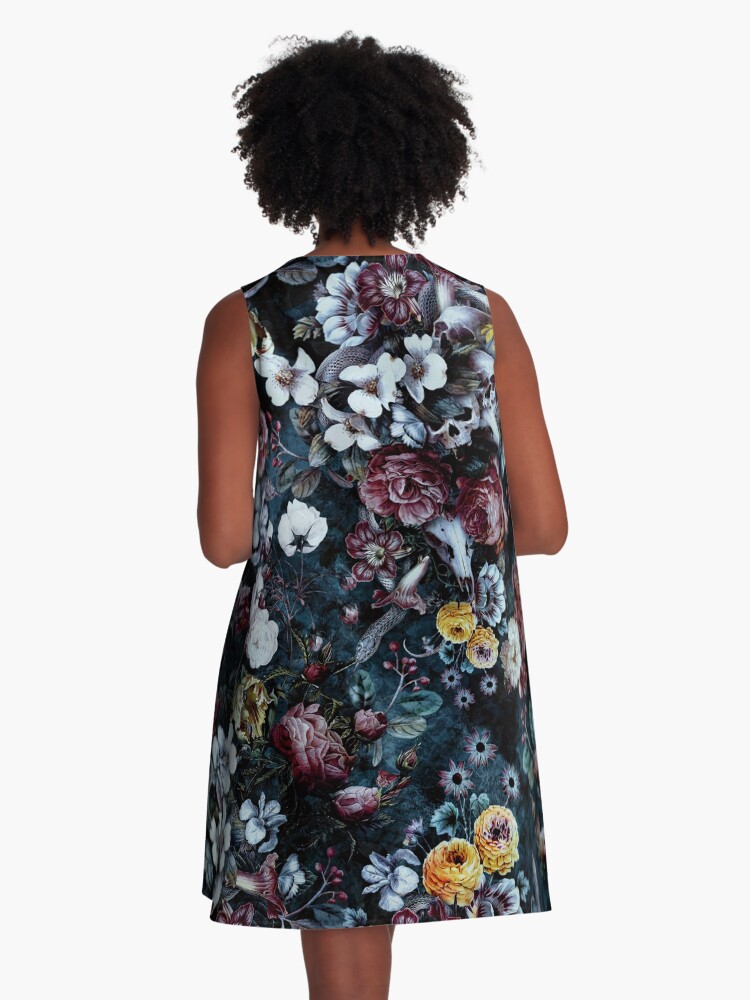 Thumbnail 3 of 4, A-Line Dress, Night Garden Snakes designed and sold by rizapeker.