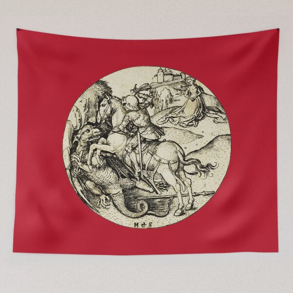 Item preview, ST. GEORGE COMBATTING DRAGON in Black White Red by Martin Schongauer designed and sold by BulganLumini.