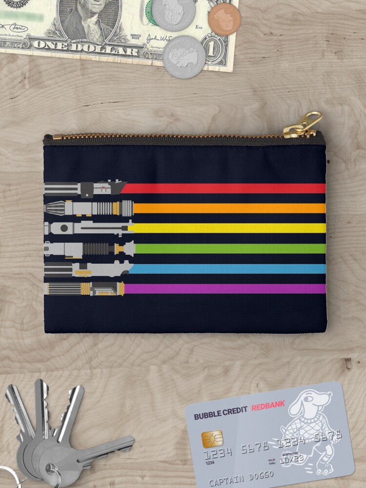 Thumbnail 3 of 4, Zipper Pouch, Lightsaber Rainbow designed and sold by halfabubble.