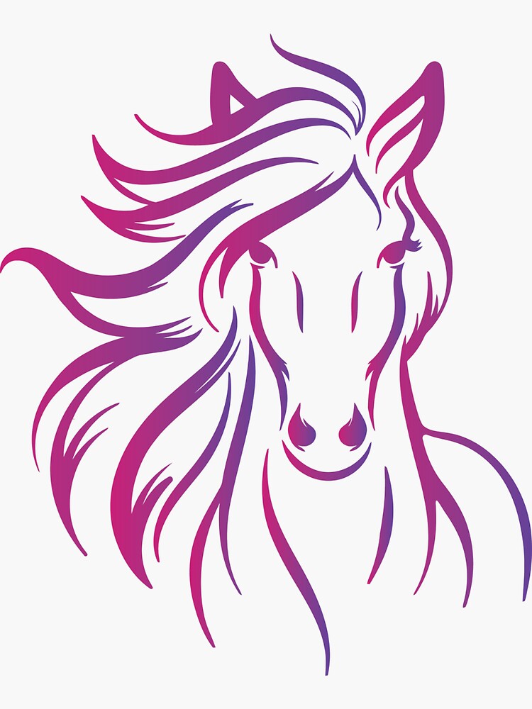 "pink and purple horse" Sticker by CuteAnimals Redbubble