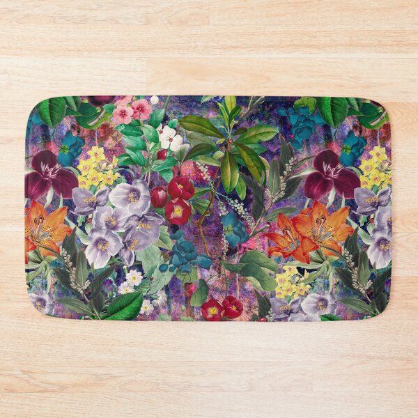 Item preview, Exotic flowers and leaves heaven, leaves and flowers tropical pattern, botanical illustration, purple turquoise floral illustration  designed and sold by ZeinabTaha.