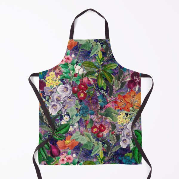 Item preview, Exotic flowers and leaves heaven, leaves and flowers tropical pattern, botanical illustration, purple turquoise floral illustration designed and sold by ZeinabTaha.