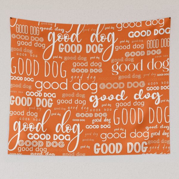 Item preview, Good Dog Cute Typography for Good Dogs or Confused Cats in Orange and White designed and sold by kierkegaard.