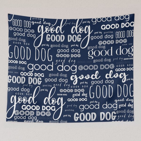 Item preview, Good Dog Cute Typography for Good Dogs or Confused Cats in Nautical Navy Blue and White designed and sold by kierkegaard.