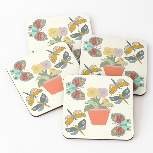 Item preview, Flower Pot, Butterflies, and Dragonflies designed and sold by IdinDesignShop.