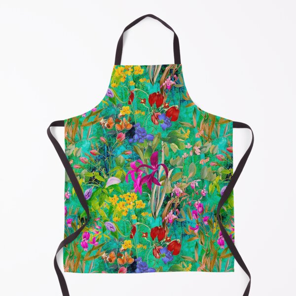 Artikelvorschau, Blumenblüten und Blumen exotischer Garten, Rosen und Blumen, botanisches Muster, Blumenillustration, Pflanzenmuster, grünes Aqua-Blumenmuster entworfen und verkauft von ZeinabTaha.