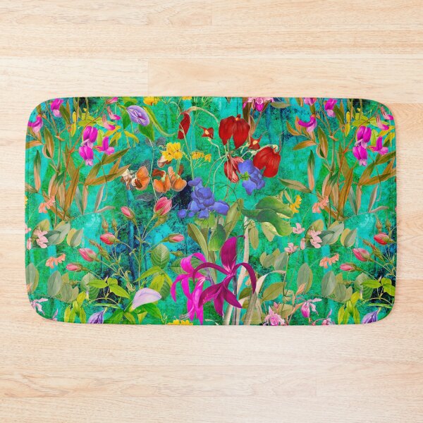 Item preview, Floral blooms and flowers exotic garden, roses and flowers, botanical pattern, flowers illustration, plants pattern, green aqua floral designed and sold by ZeinabTaha.