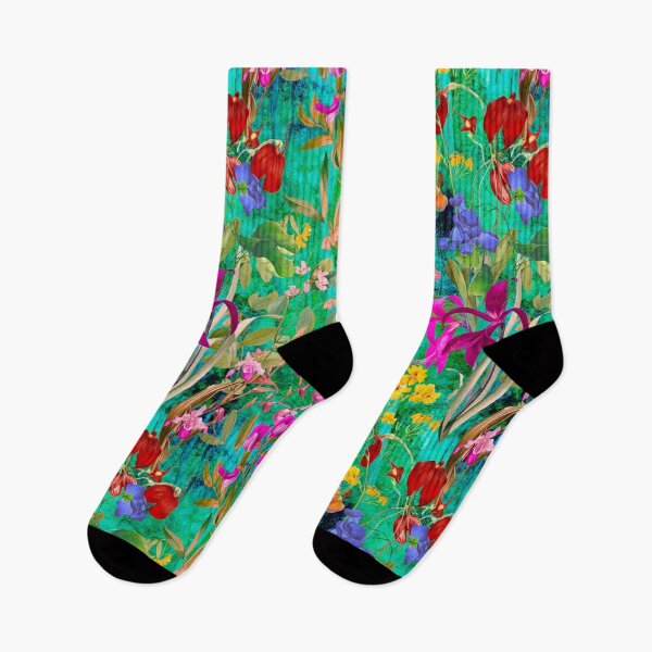 Item preview, Floral blooms and flowers exotic garden, roses and flowers, botanical pattern, flowers illustration, plants pattern, green aqua floral designed and sold by ZeinabTaha.