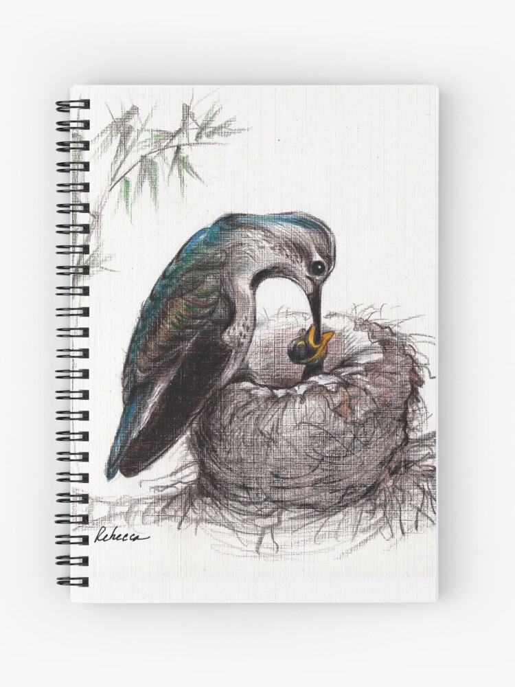 A Mother S Love Mother Hummingbird And Baby Spiral Notebook By