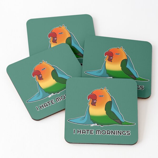 Item preview, I hate mornings fischers lovebird designed and sold by Lovebirbs.
