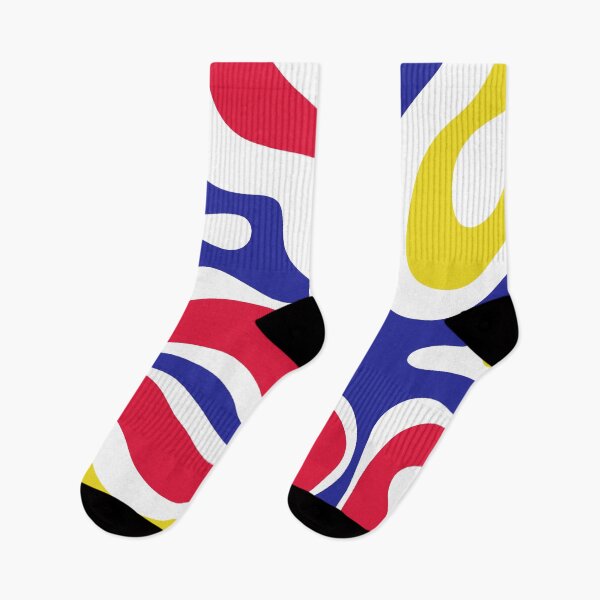 Item preview, Modern Retro Liquid Swirl Abstract Pattern Square in Navy Blue Red Yellow White designed and sold by kierkegaard.