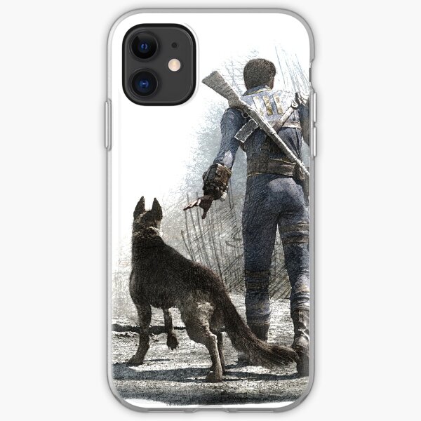 Fallout 4 Vault Dweller and Dogmeat Drawing iPhone Soft Case