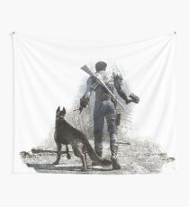 Fallout 4 Vault Dweller and Dogmeat Drawing Wall Tapestry