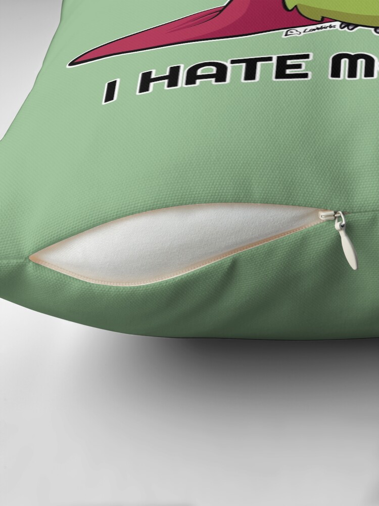 Thumbnail 2 of 4, Pillow, I hate mornings peach faced lovebird designed and sold by Lovebirbs.