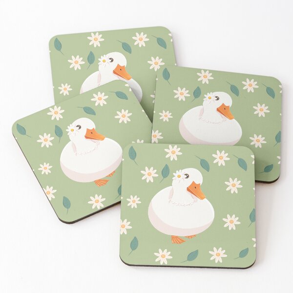Item preview, Cute duck with flowers designed and sold by Hallaaa.